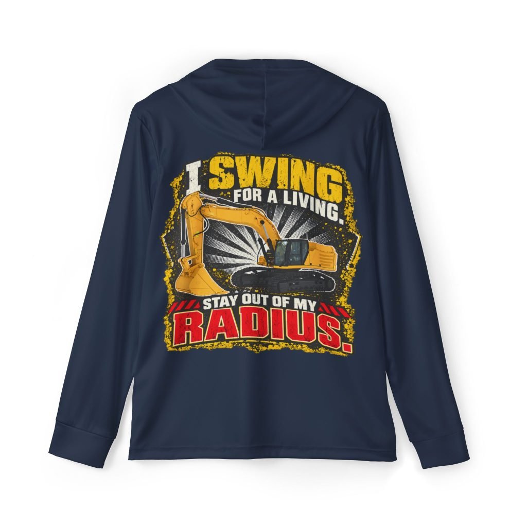I Swing for a Living — Stay Out of My Radius — Navy Sports AOP Full-Back Hoodie | Don’t Be a Ronnie