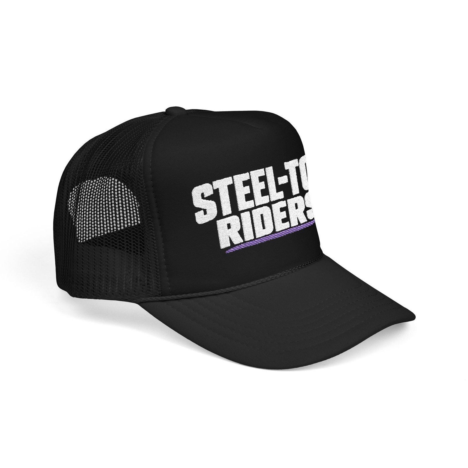 Steel-Toe Riders | Embroidered Trucker Hat — Black & Dark Navy - Image 2