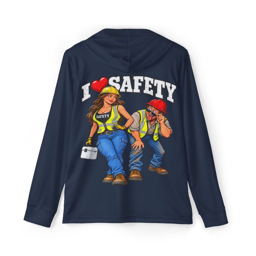 I Love Safety — Navy Sports AOP Full-Back Hoodie | Don’t Be a Ronnie