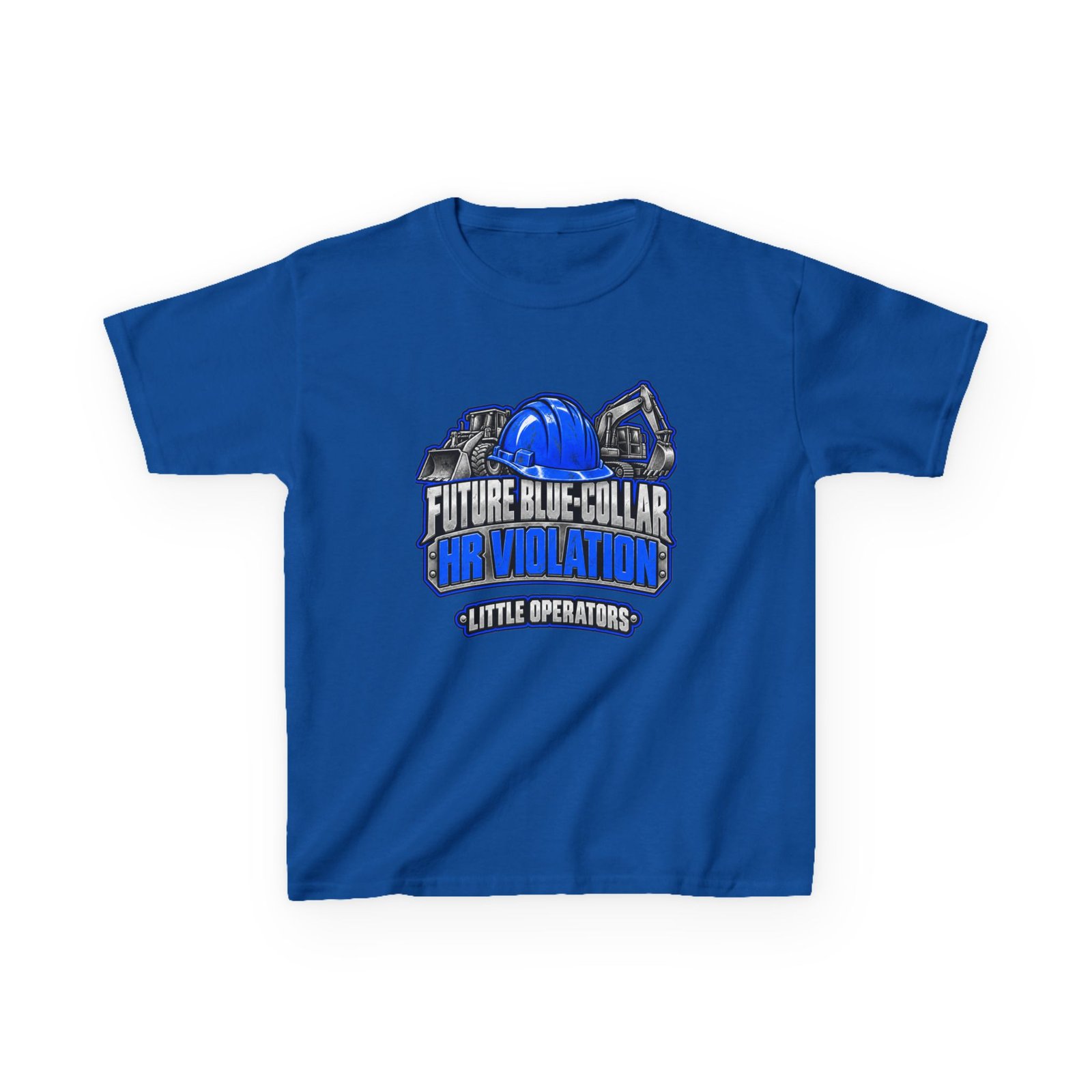 Future Blue-Collar HR Violation — Little Operators Blue Youth T-Shirt - Image 5