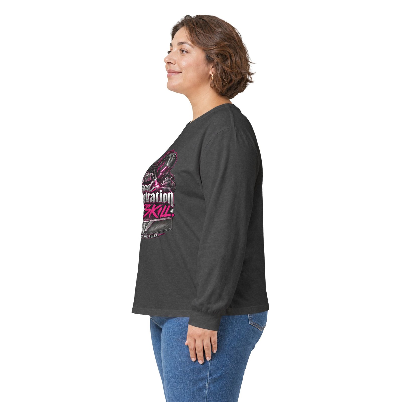 Good Penetration Takes Skill. | Hot Pink Welder Long-Sleeve Shirt — Her Trade. Her RULES. - Image 8
