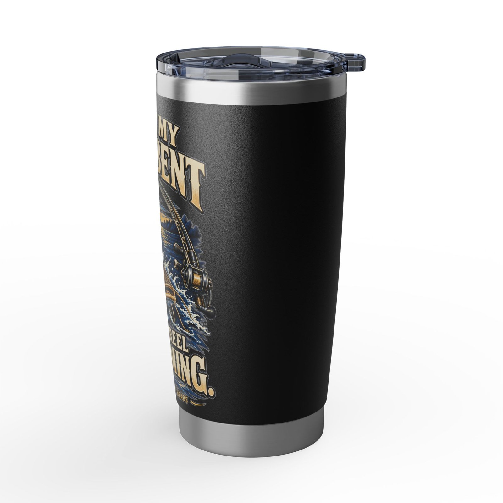 Blue Collar Flat Heads — Rod Bent, Reel Screaming Black Tumbler - Image 3
