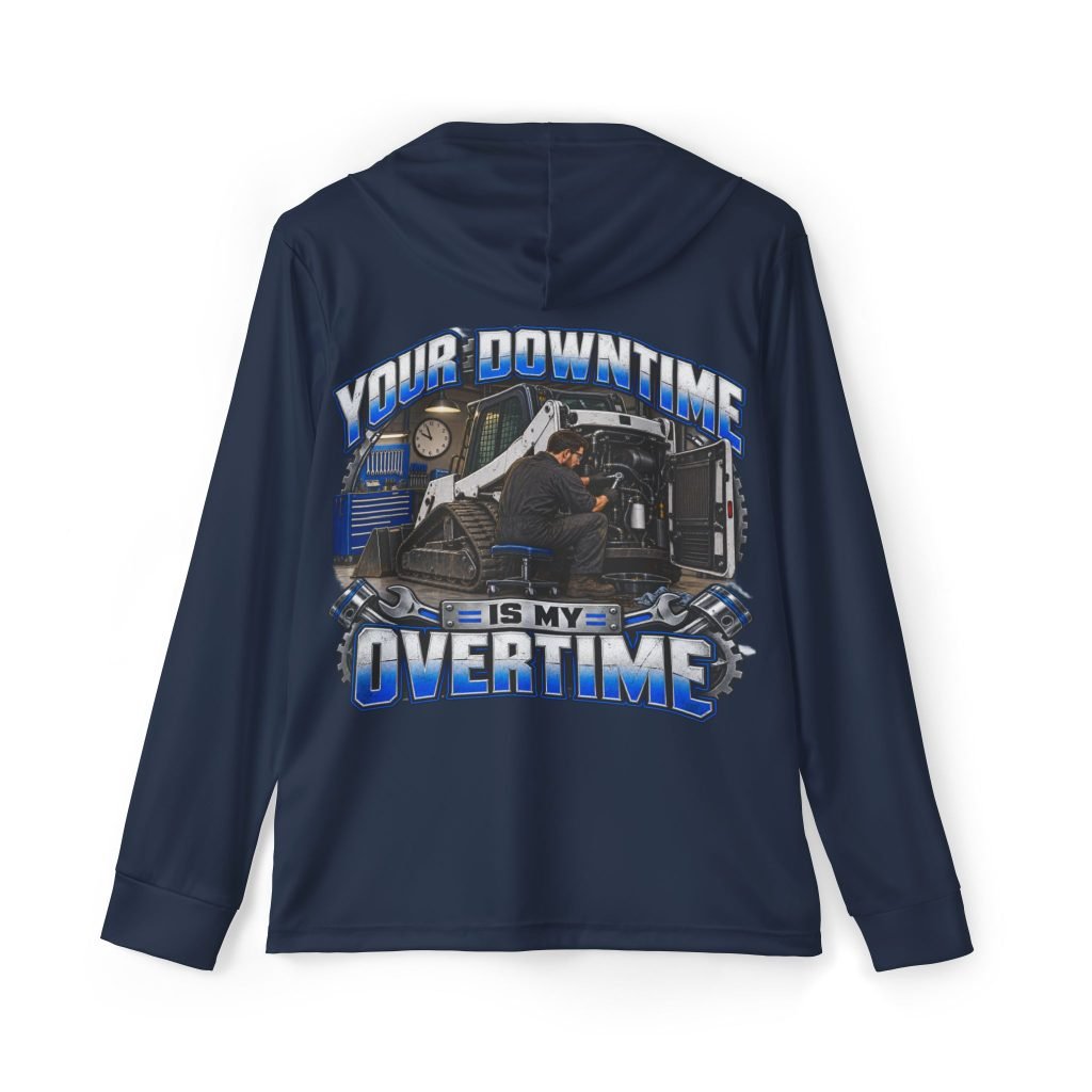 Your Downtime Is My Overtime — Navy Sports AOP Full-Back Hoodie | Don’t Be a Ronnie