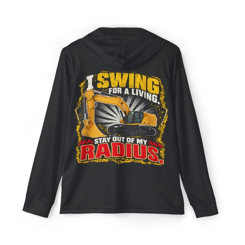 I Swing for a Living — Stay Out of My Radius — Black Sports AOP Full-Back Hoodie | Don’t Be a Ronnie