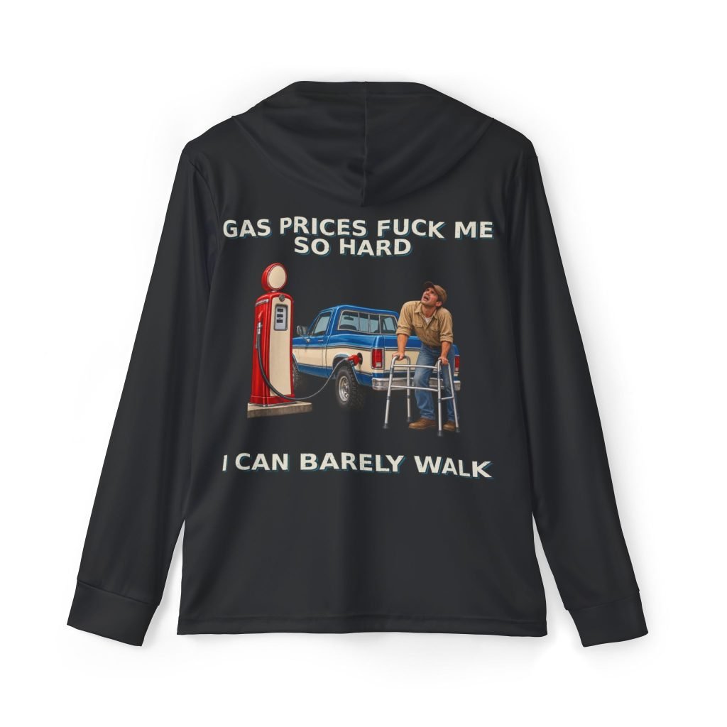 Gas Prices — I Can Barely Walk — Black Sports AOP Full-Back Hoodie | Don’t Be a Ronnie