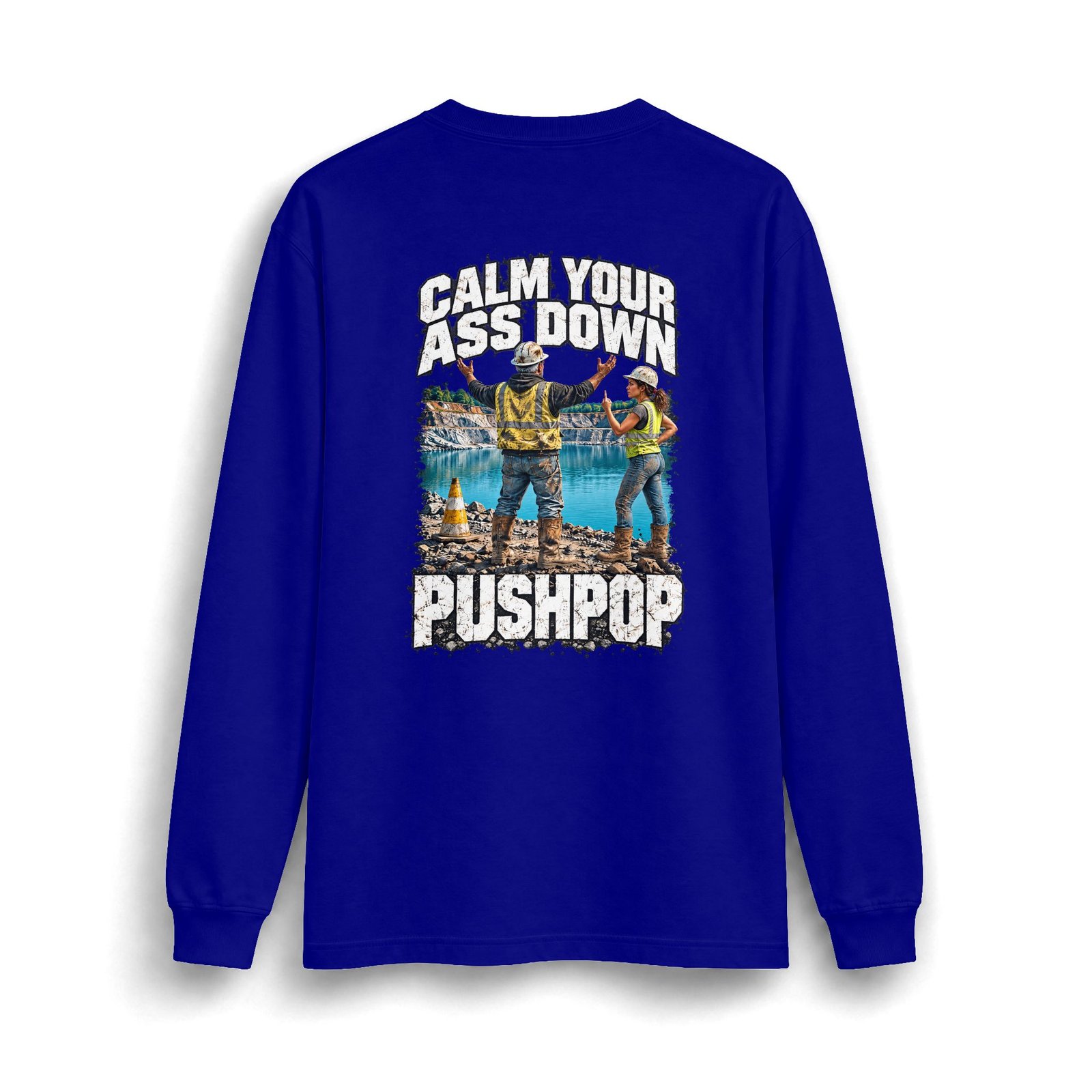 Calm Your Ass Down, Pushpop — Heavyweight Long-Sleeve Work Shirt - Image 6