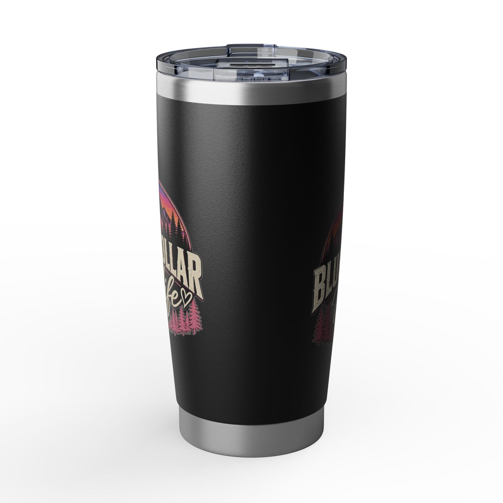 Blue Collar Wife | Mountain Sunset Black 20oz Tumbler — Her Trade. Her RULES. - Image 3