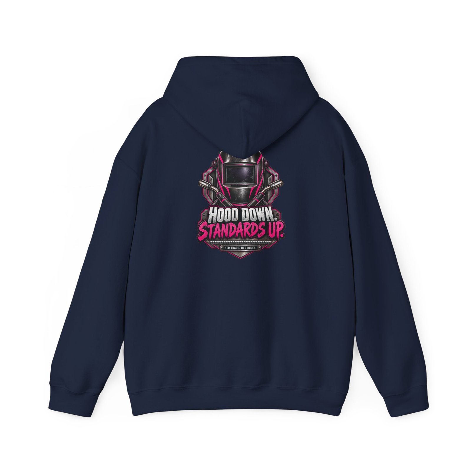 Hood Down. Standards Up. | Hot Pink Welder Back-Print Hoodie — Her Trade. Her RULES. - Image 10
