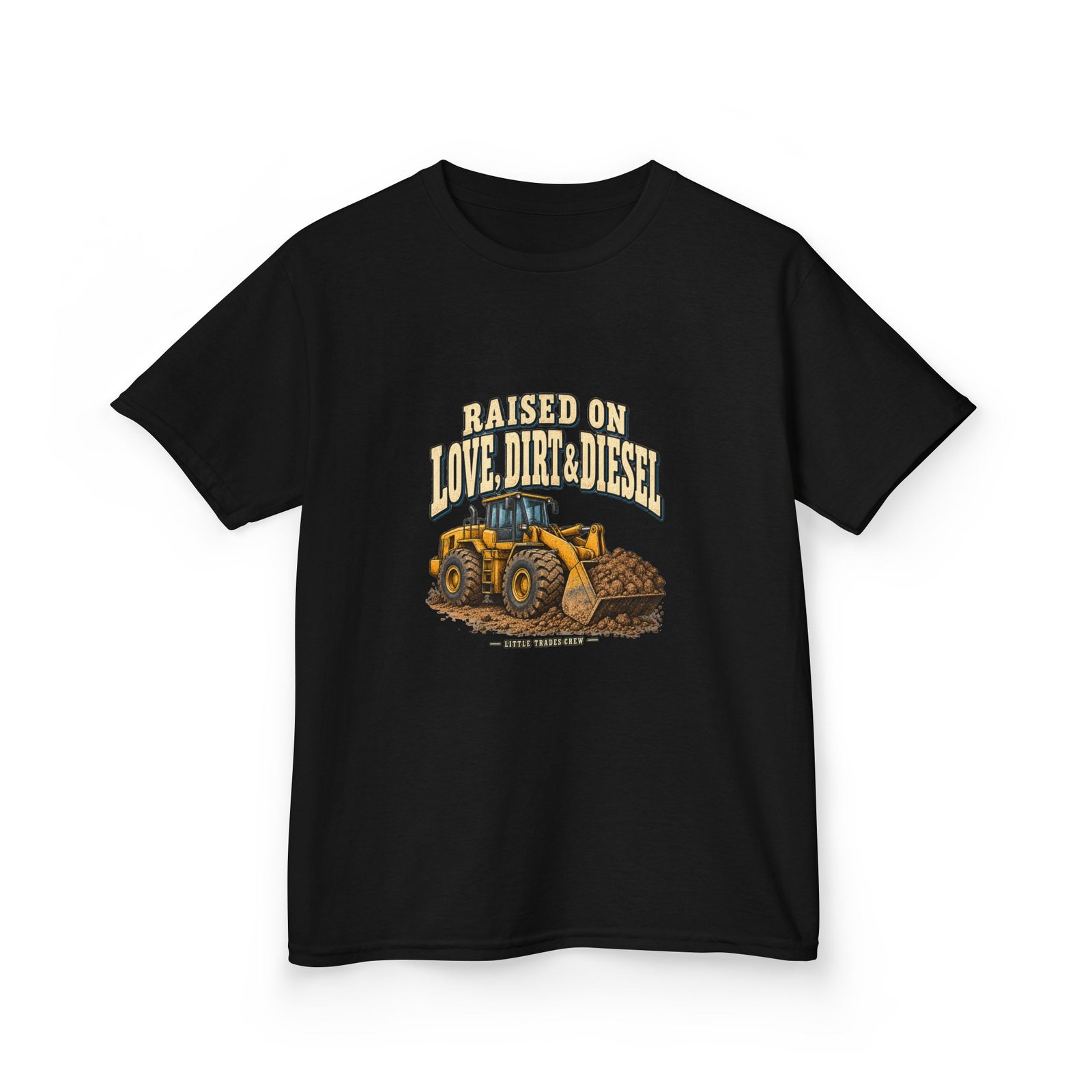 Raised on Love, Dirt & Diesel — Little Trades Crew Youth T-Shirt - Image 3