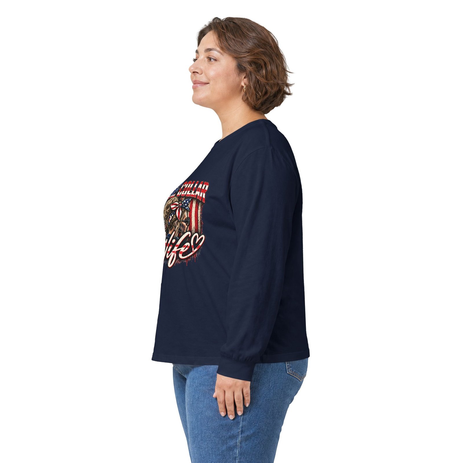 Blue Collar Wife | American Flag Long-Sleeve Shirt — Her Trade. Her RULES. - Image 12