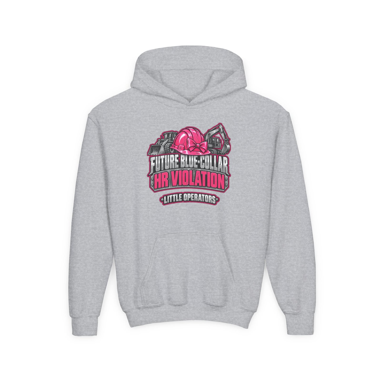 Future Blue-Collar HR Violation — Little Operators Pink Youth Hoodie - Image 2