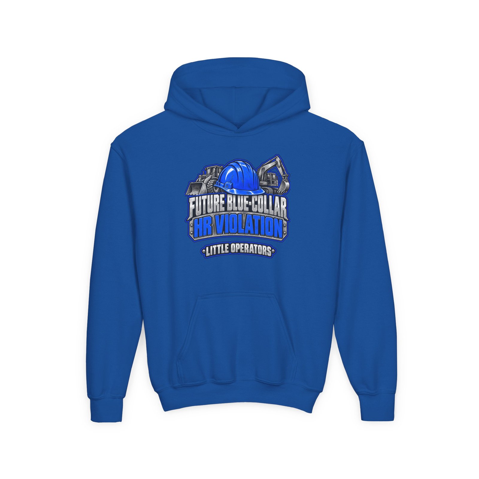 Future Blue-Collar HR Violation — Little Operators Blue Youth Hoodie - Image 4