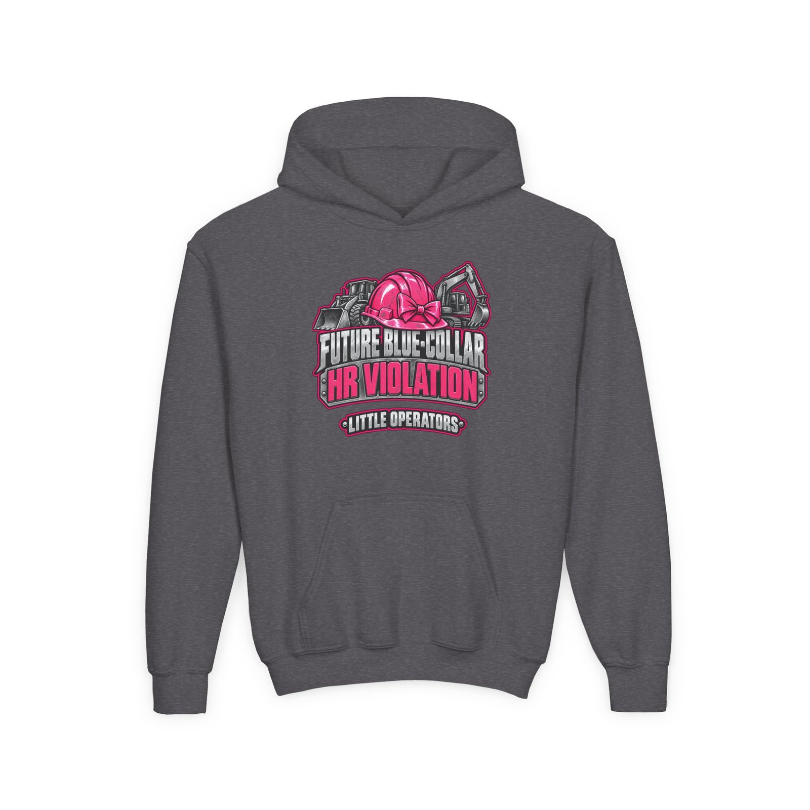 Future Blue-Collar HR Violation — Little Operators Pink Youth Hoodie - Image 3