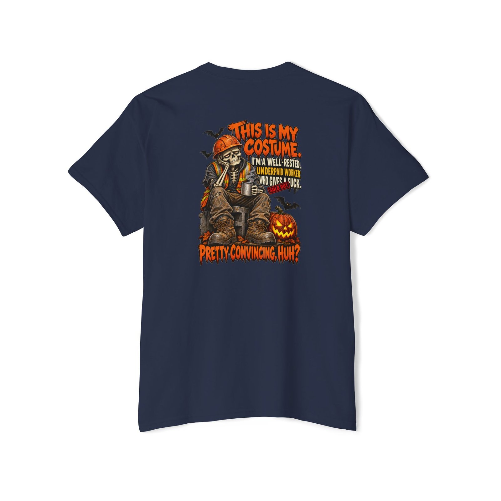 This Is My Costume — Blue-Collar Skeleton Halloween Pocket Tee - Image 14
