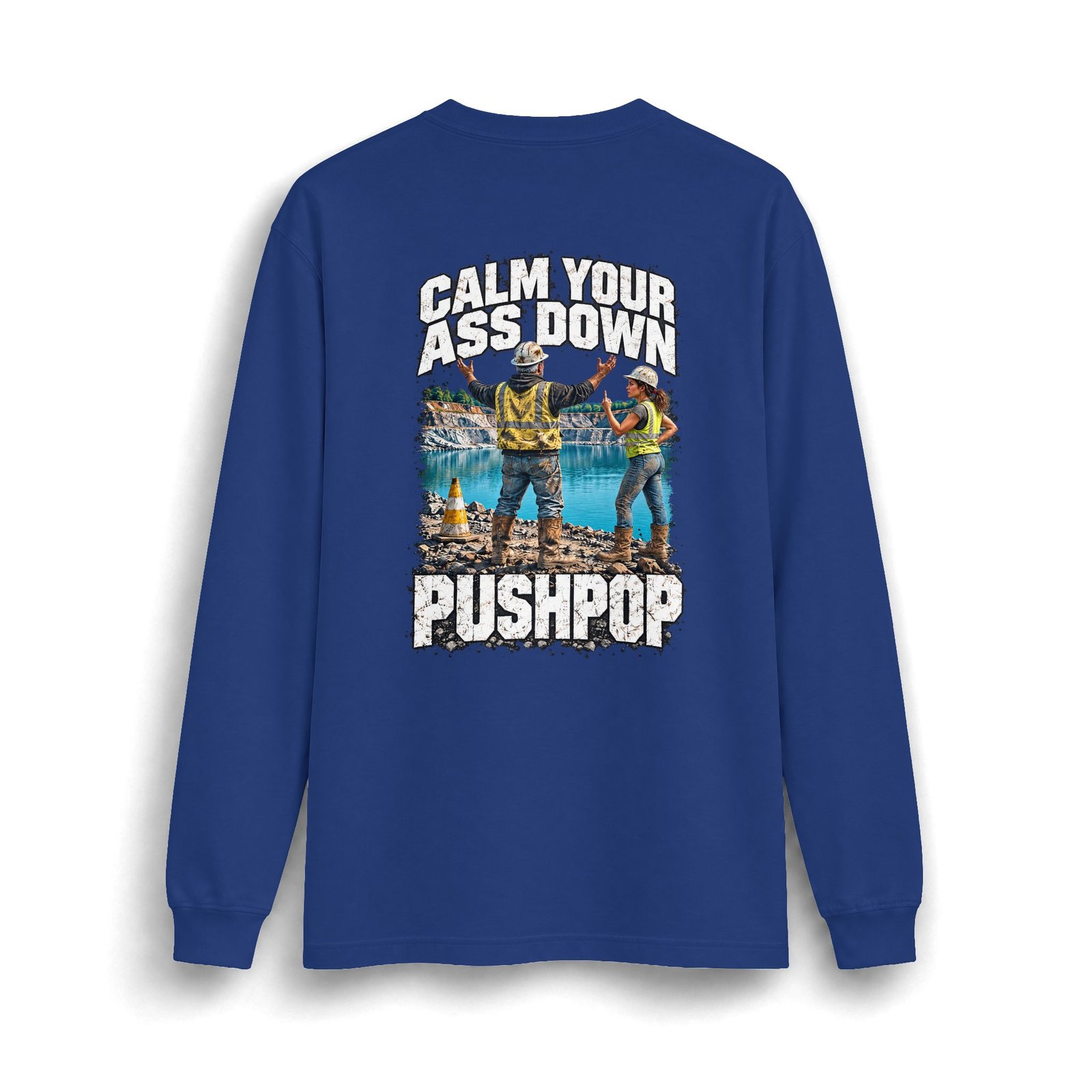 Calm Your Ass Down, Pushpop — Heavyweight Long-Sleeve Work Shirt - Image 5