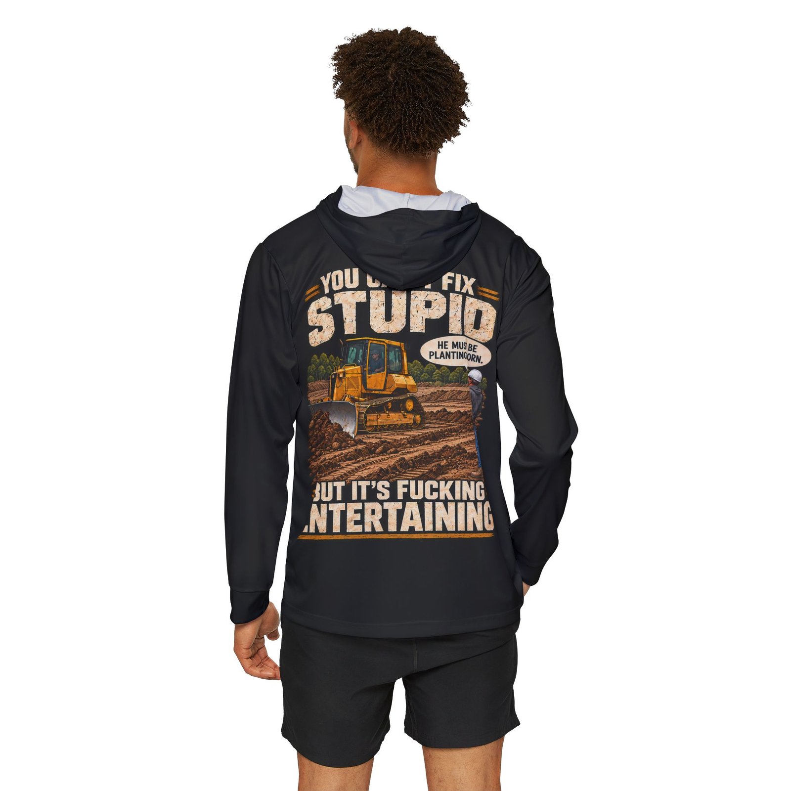 You Can't Fix Stupid — Black Sports AOP Full-Back Hoodie | Don’t Be a Ronnie - Image 4