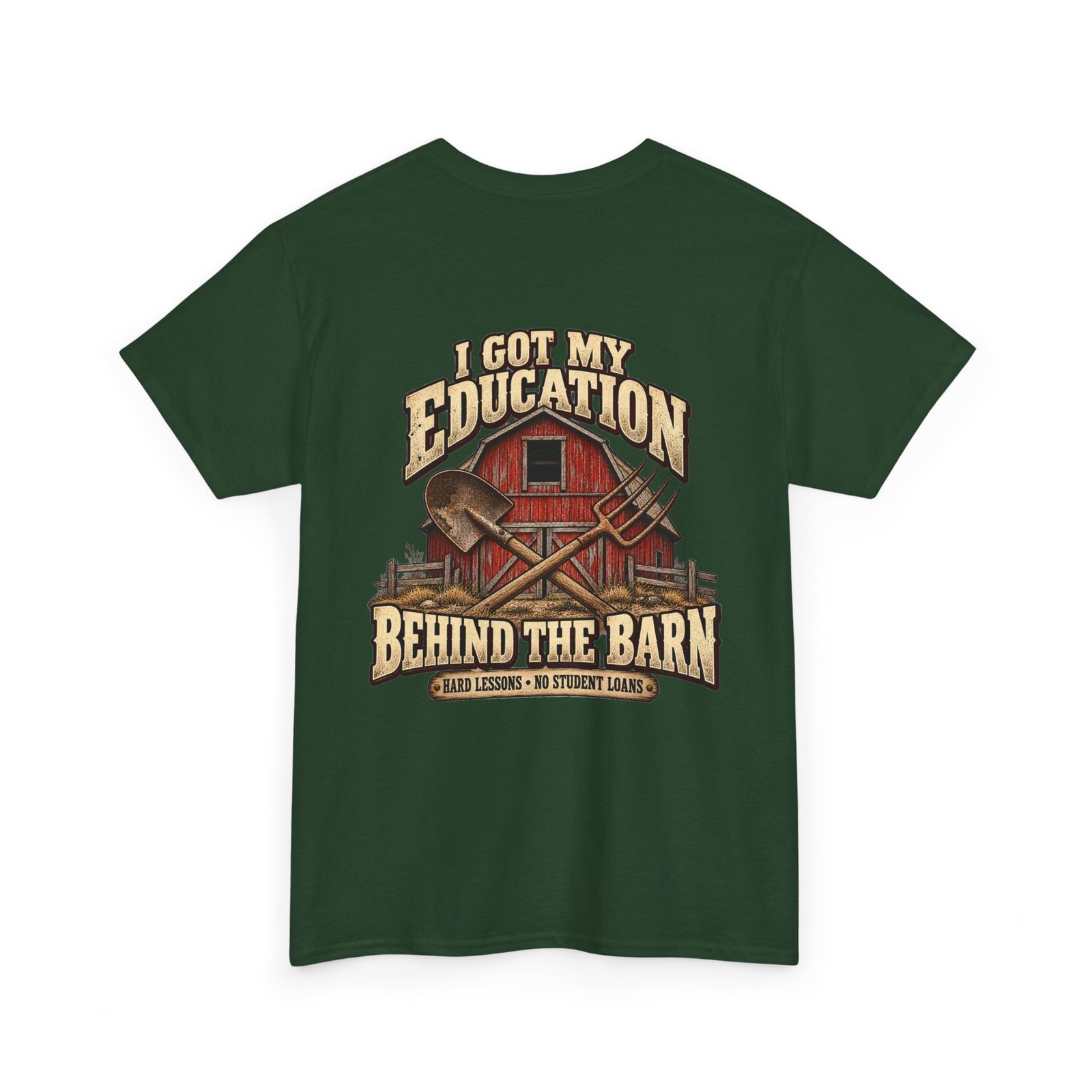 Barn Life T-Shirt — "I Got My Education Behind the Barn" Farm Tee - Image 3