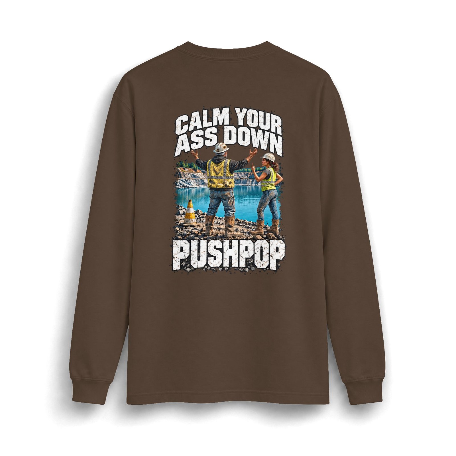 Calm Your Ass Down, Pushpop — Heavyweight Long-Sleeve Work Shirt - Image 2