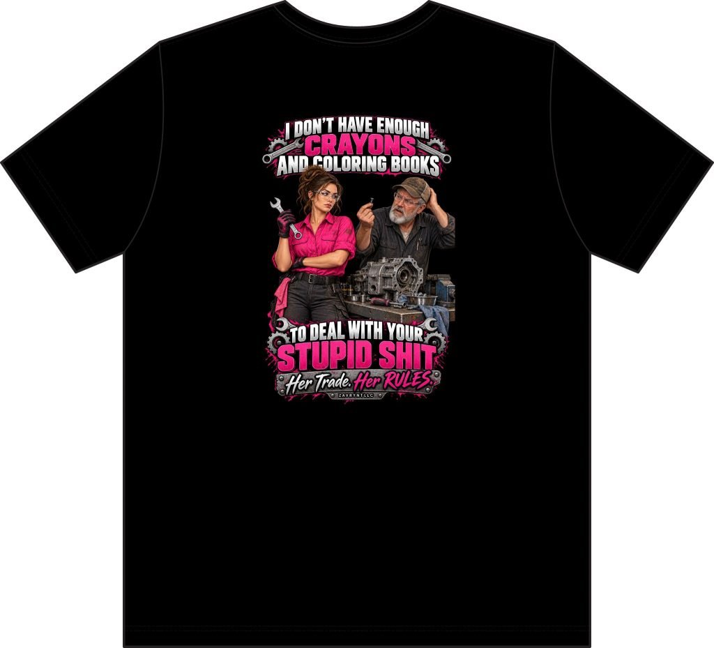 Her Trade. Her RULES. | Crayons and Coloring Books — Mechanic Pocket T-Shirt