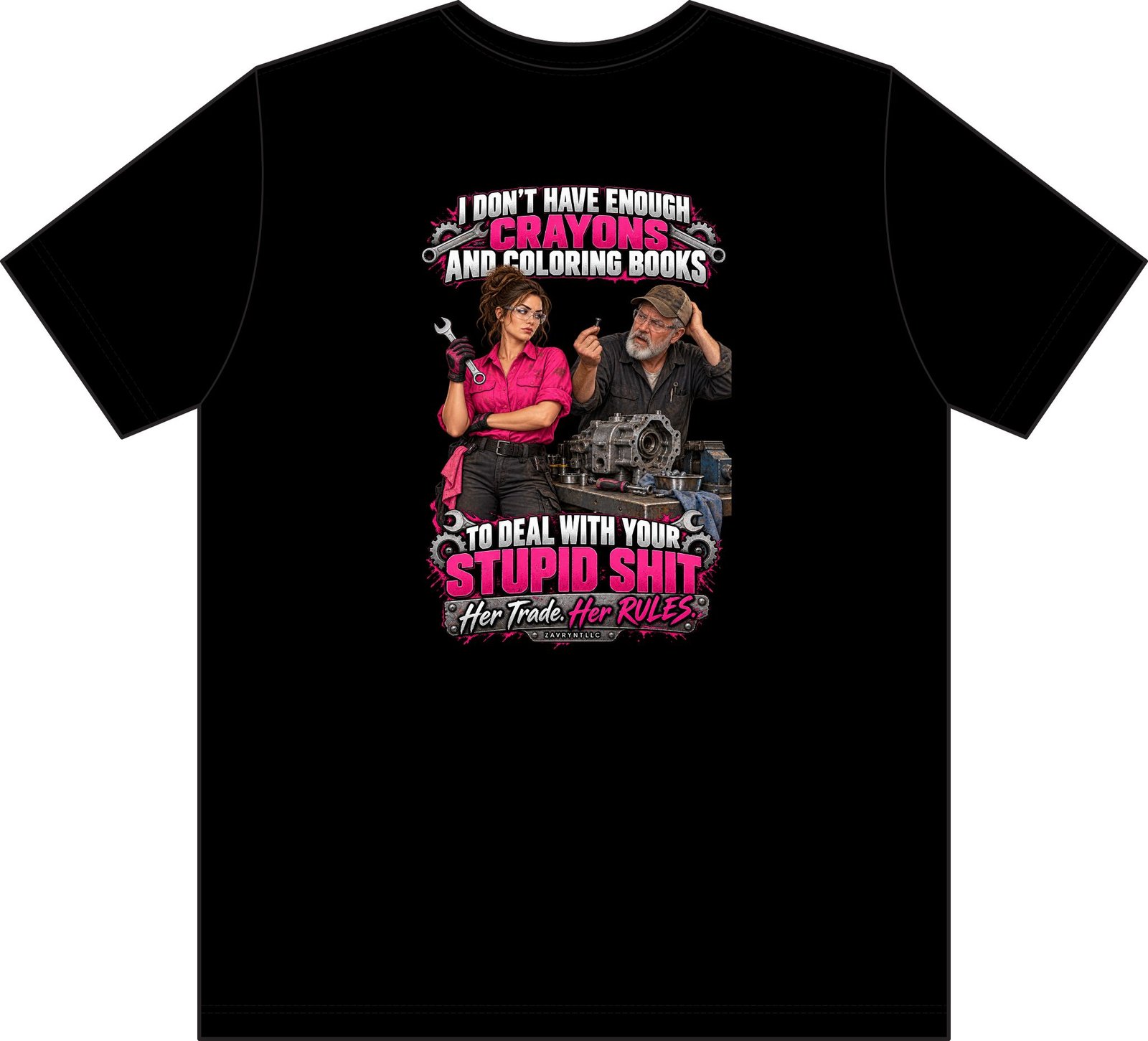 Her Trade. Her RULES. | Crayons and Coloring Books — Mechanic Pocket T-Shirt