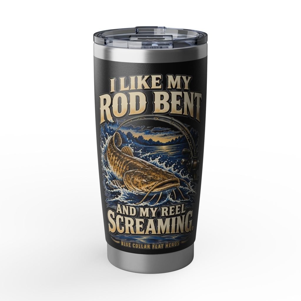 Blue Collar Flat Heads — Rod Bent, Reel Screaming Black Tumbler