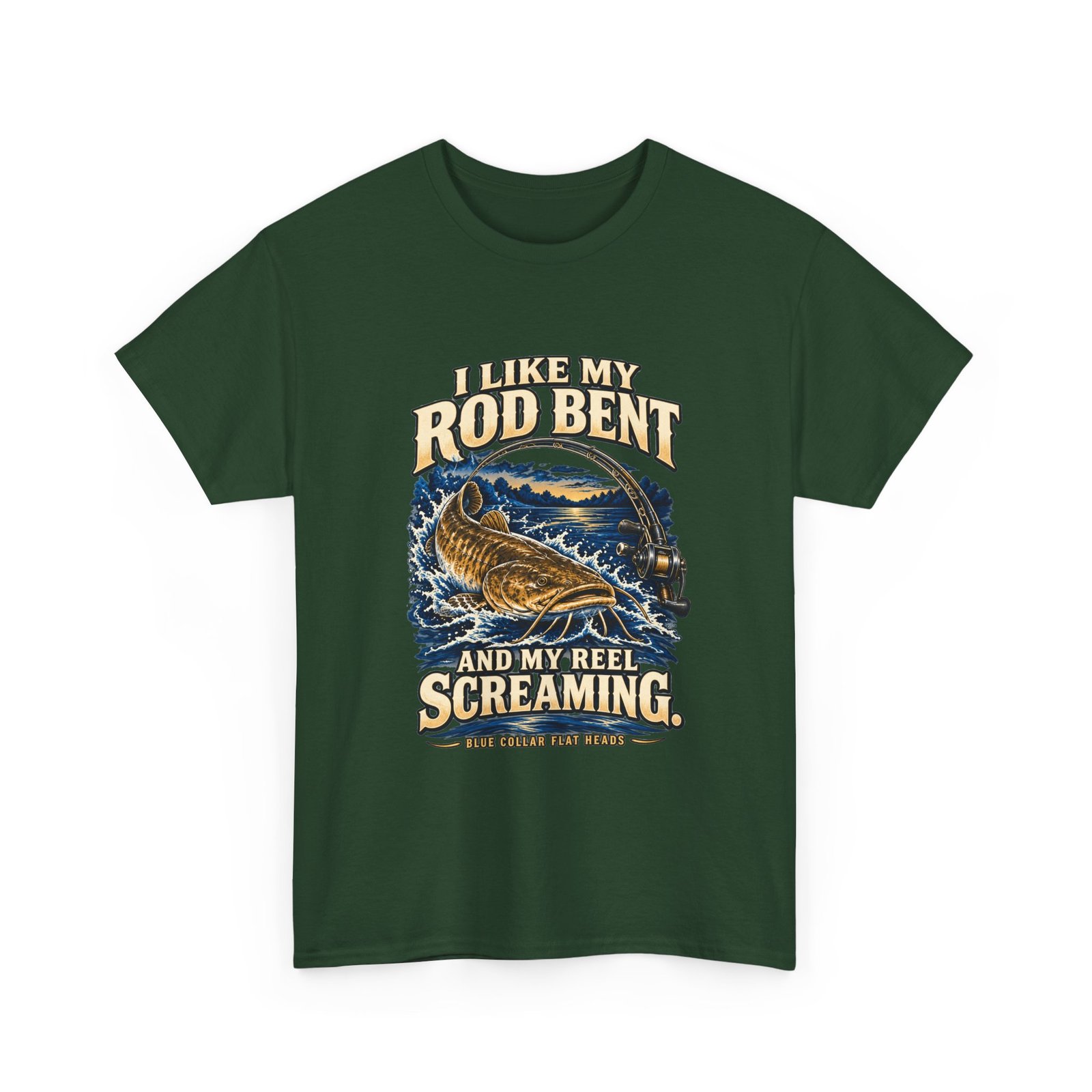 Blue Collar Flat Heads — Rod Bent, Reel Screaming T-Shirt - Image 5
