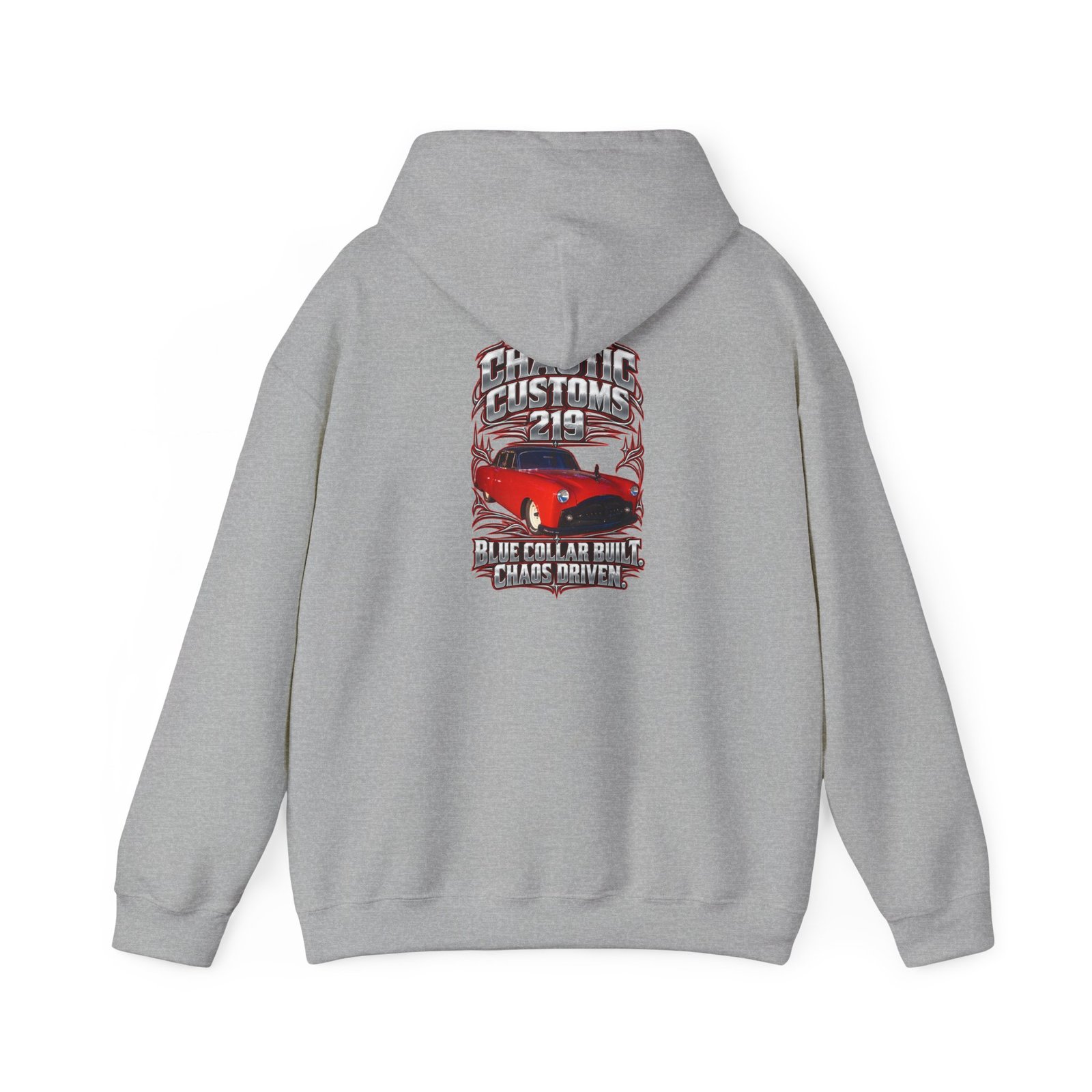 Chaotic Customs 219 — Blue Collar Built. Chaos Driven. Hoodie - Image 3