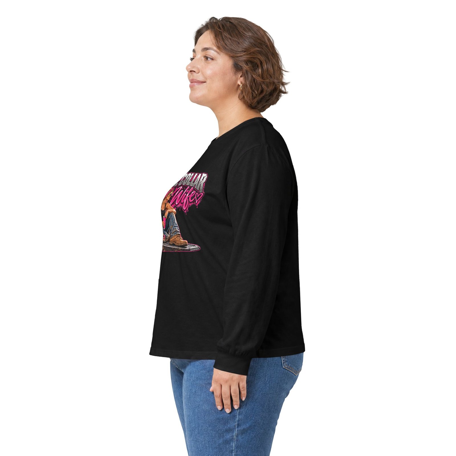Blue Collar Wife | Hot Pink Tailgate Long-Sleeve Shirt — Her Trade. Her RULES. - Image 4