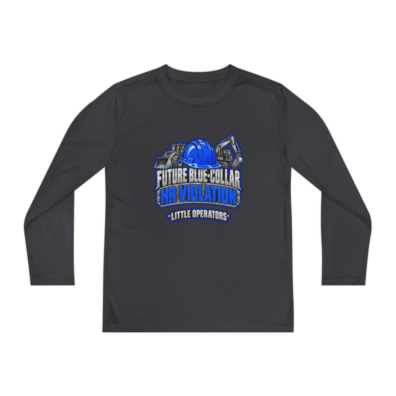 Future Blue-Collar HR Violation — Little Operators Blue Youth Long-Sleeve Shirt - Image 3