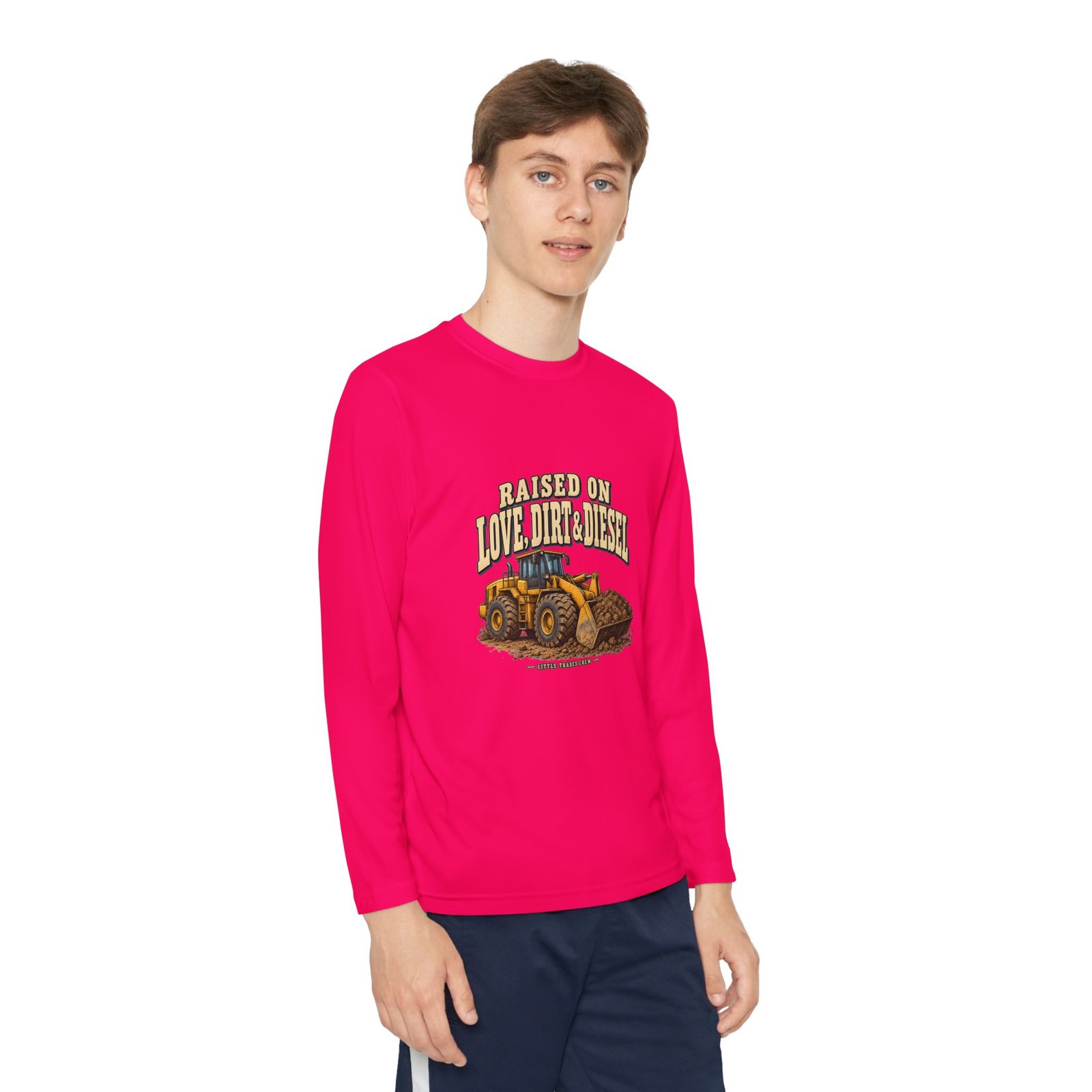 Raised on Love, Dirt & Diesel — Little Trades Crew Youth Long-Sleeve Shirt - Image 11