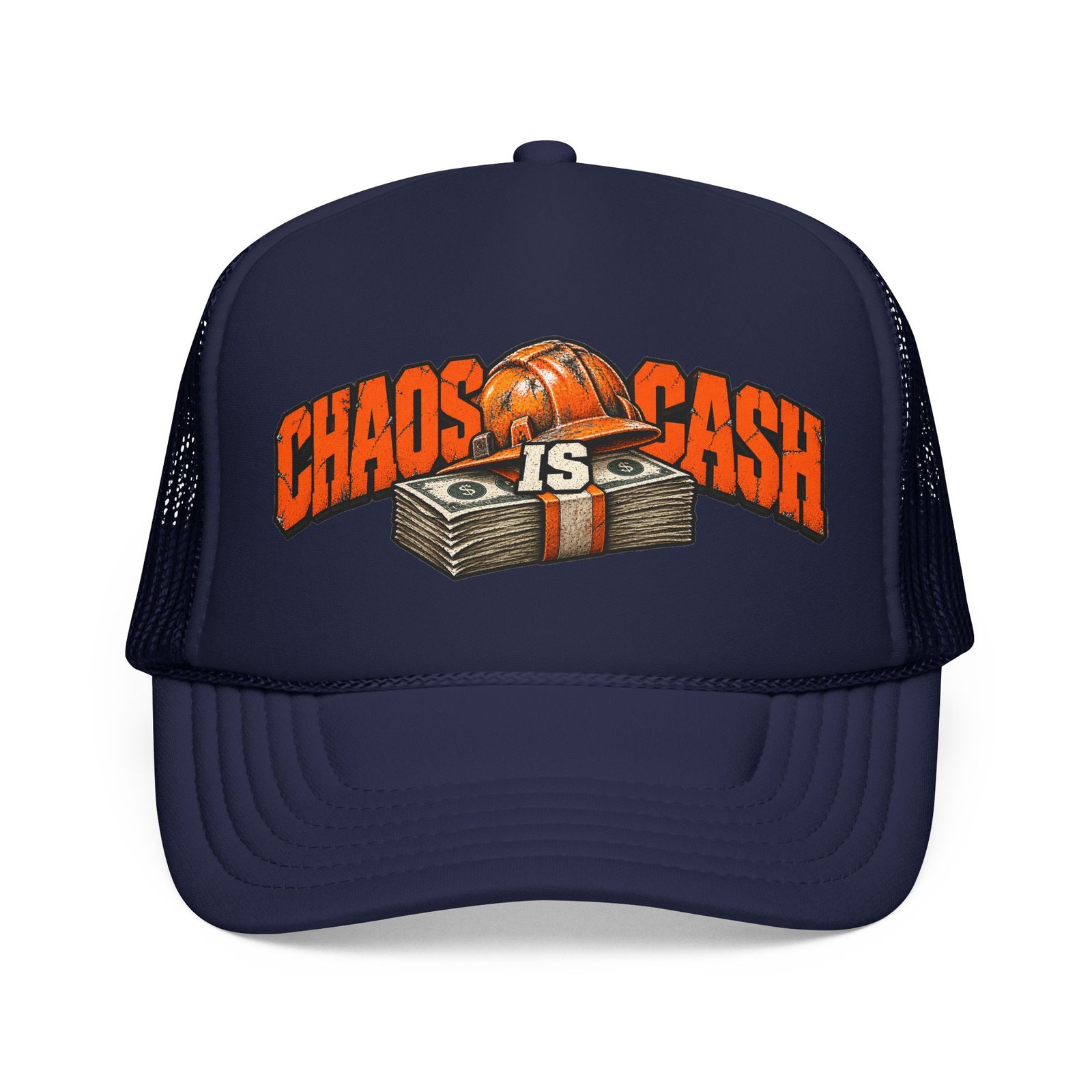 Chaos Is Cash | Neon Orange Hardhat Trucker Hat — Don’t Be a Ronnie - Image 5
