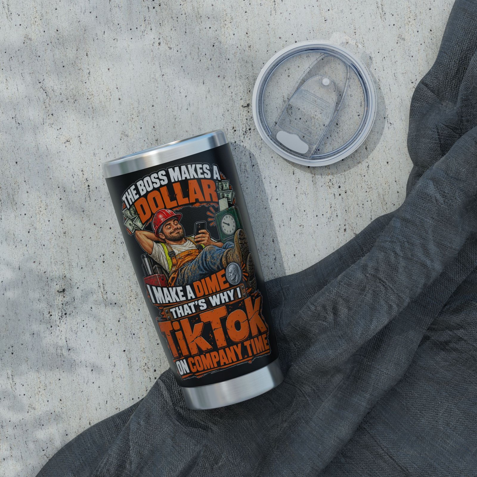 TikTok on Company Time | Boss Makes a Dollar Black 20oz Tumbler — Don’t Be a Ronnie - Image 2