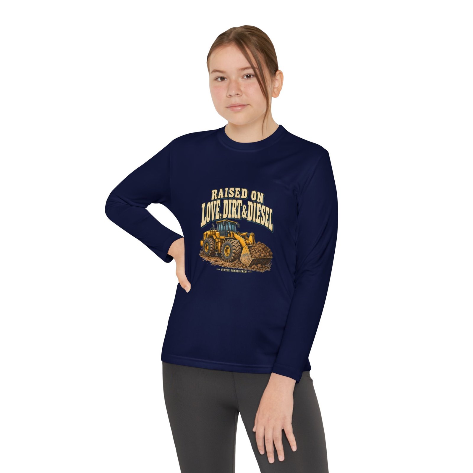 Raised on Love, Dirt & Diesel — Little Trades Crew Youth Long-Sleeve Shirt - Image 8