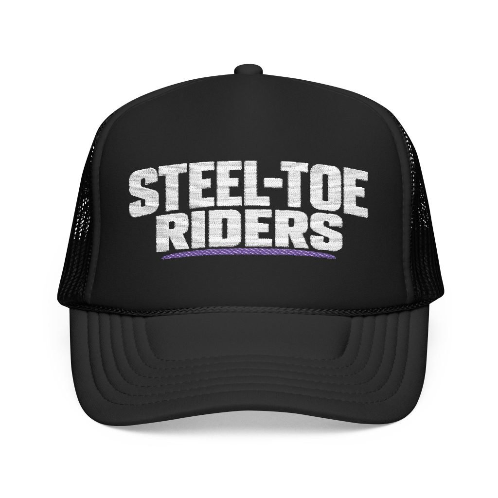 Steel-Toe Riders | Embroidered Trucker Hat — Black & Dark Navy
