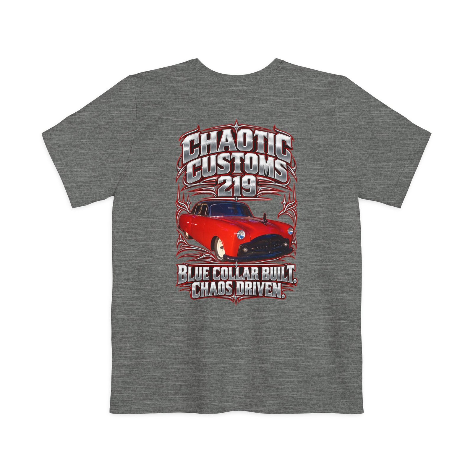 Chaotic Customs 219 — Larger Back Print Bella+Canvas Pocket Tee - Image 6