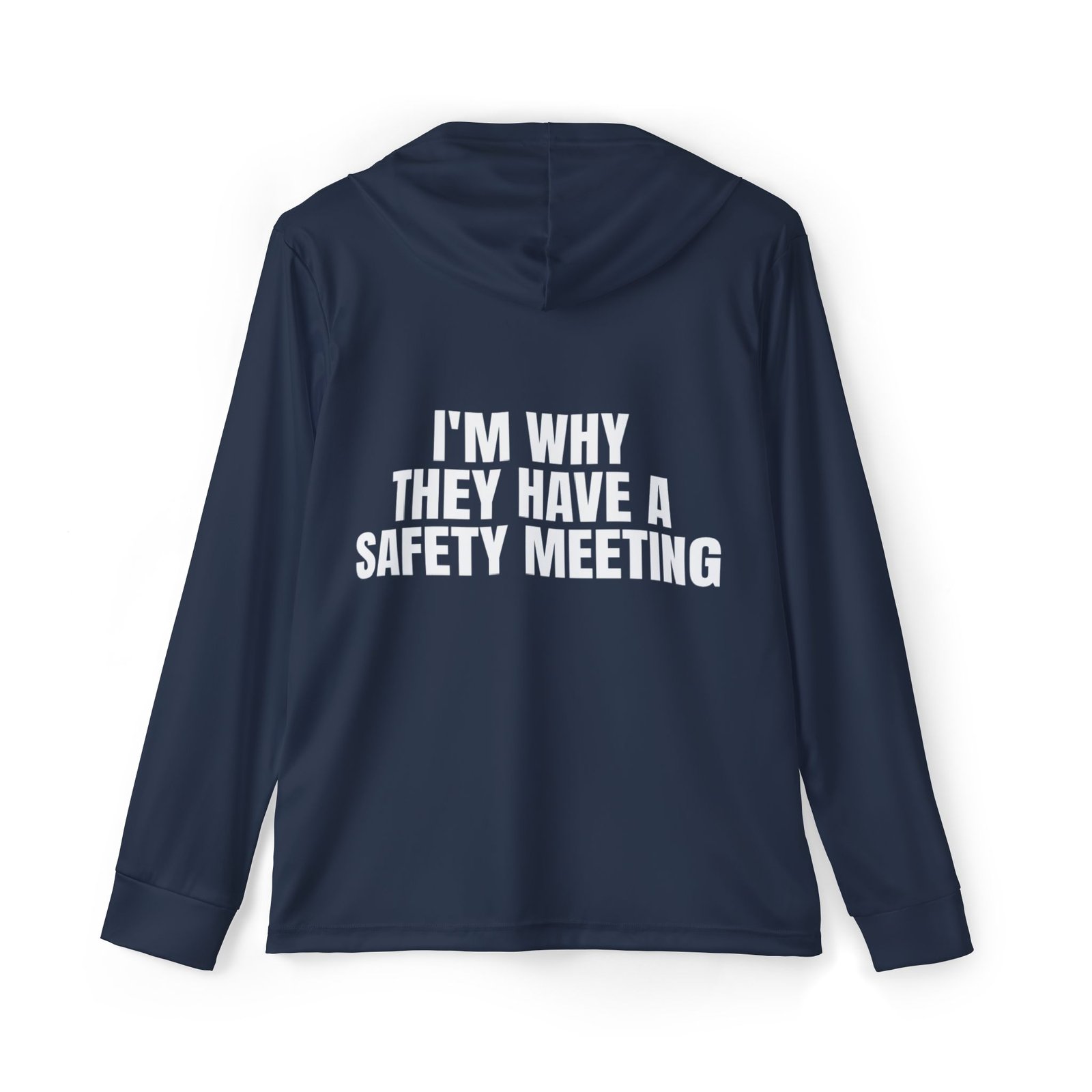 I’m Why They Have a Safety Meeting — Navy Sports AOP Full-Back Hoodie | Don’t Be a Ronnie