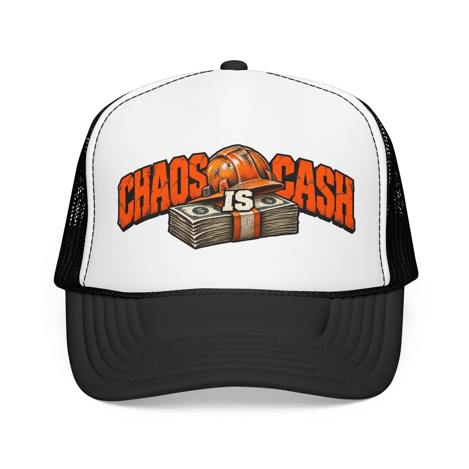 Chaos Is Cash | Neon Orange Hardhat Trucker Hat — Don’t Be a Ronnie - Image 9