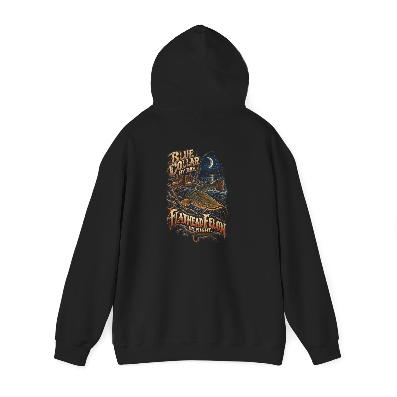 Blue Collar Flat Heads — Blue Collar by Day, Flathead Felon by Night Hoodie - Image 3