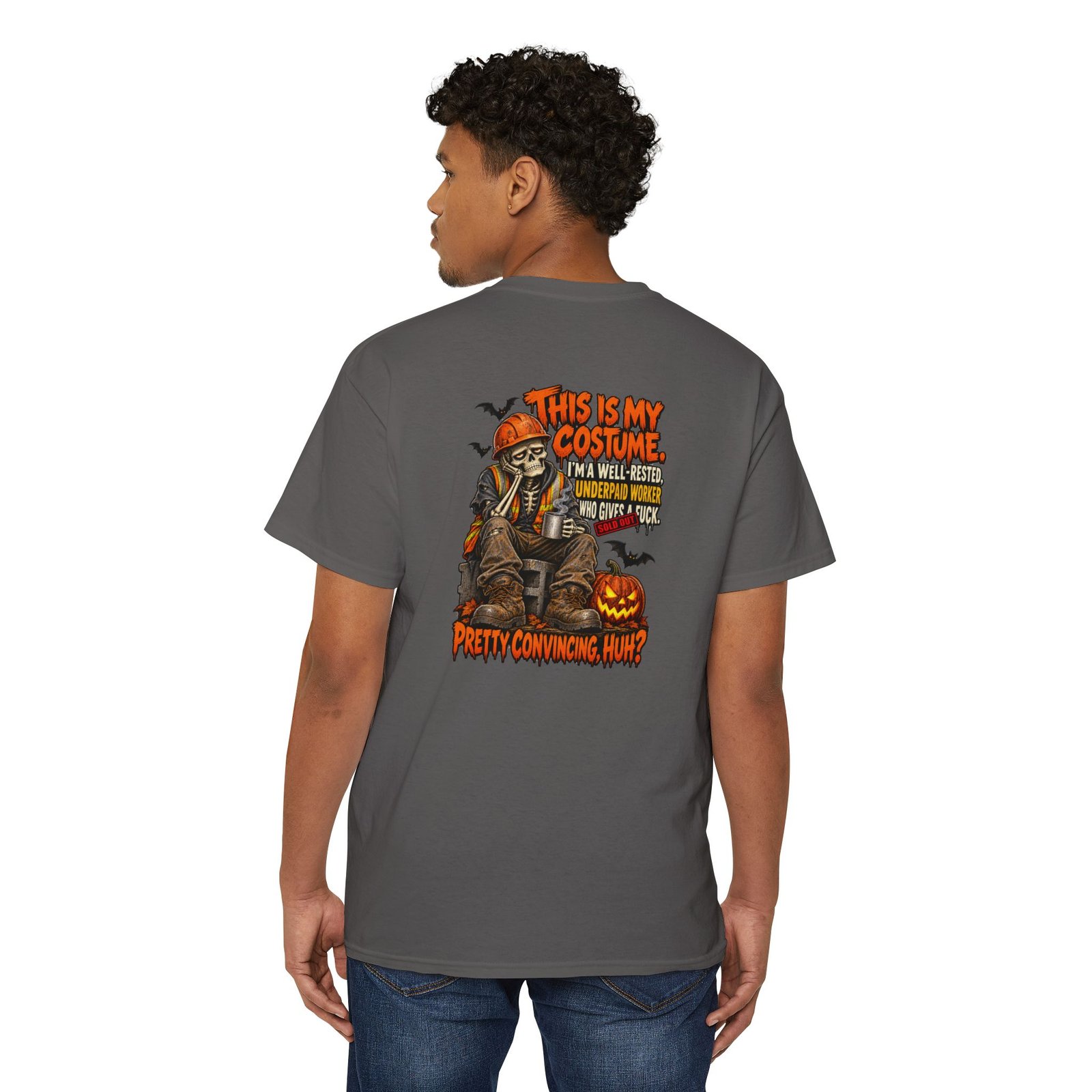 This Is My Costume — Blue-Collar Skeleton Halloween Pocket Tee - Image 12