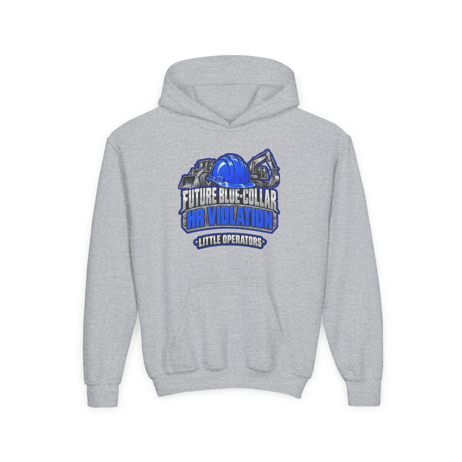 Future Blue-Collar HR Violation — Little Operators Blue Youth Hoodie - Image 2