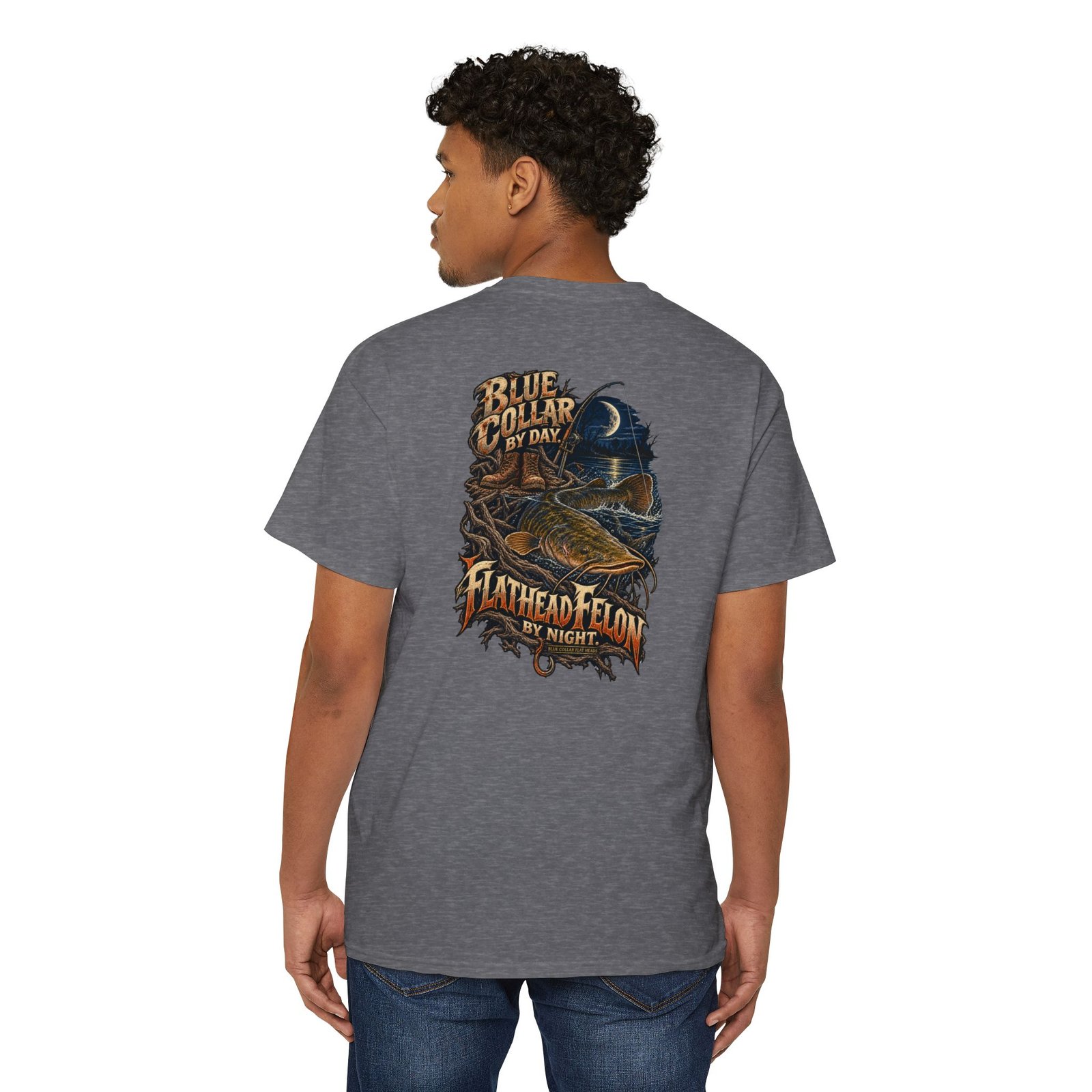 Blue Collar Flat Heads — Blue Collar by Day, Flathead Felon by Night Pocket Tee - Image 8