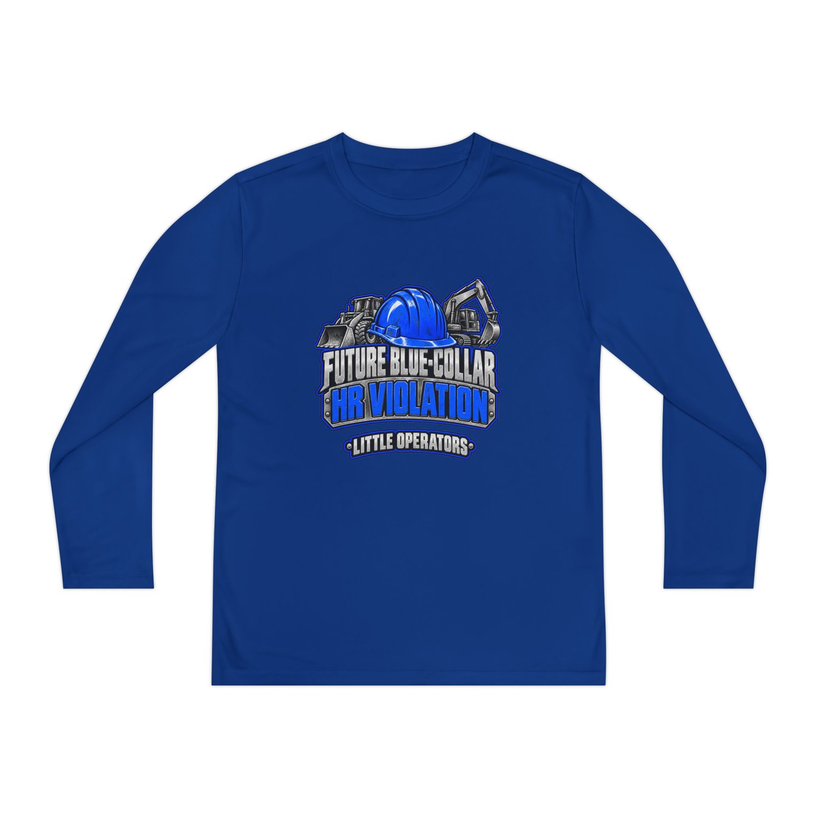 Future Blue-Collar HR Violation — Little Operators Blue Youth Long-Sleeve Shirt - Image 4