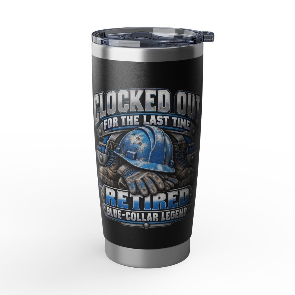 Officially Retired — Blue-Collar Legend | Black Vagabond 20oz Tumbler