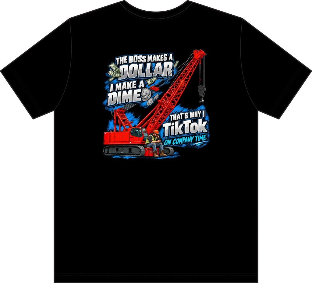 Crane Operators & Oilers — TikTok on Company Time Pocket Tee | Trades TikTok Collection