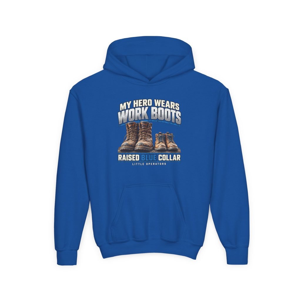 My Hero Wears Work Boots — Little Operators Youth Hoodie