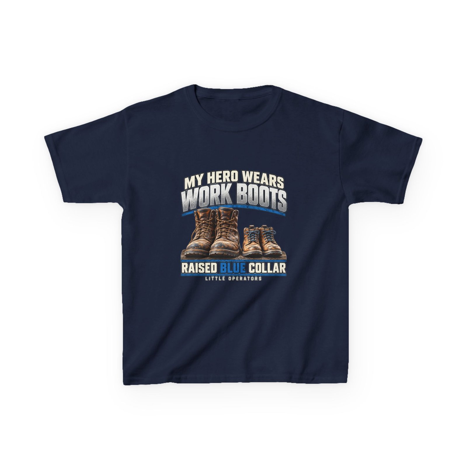 My Hero Wears Work Boots — Little Operators Youth T-Shirt - Image 6
