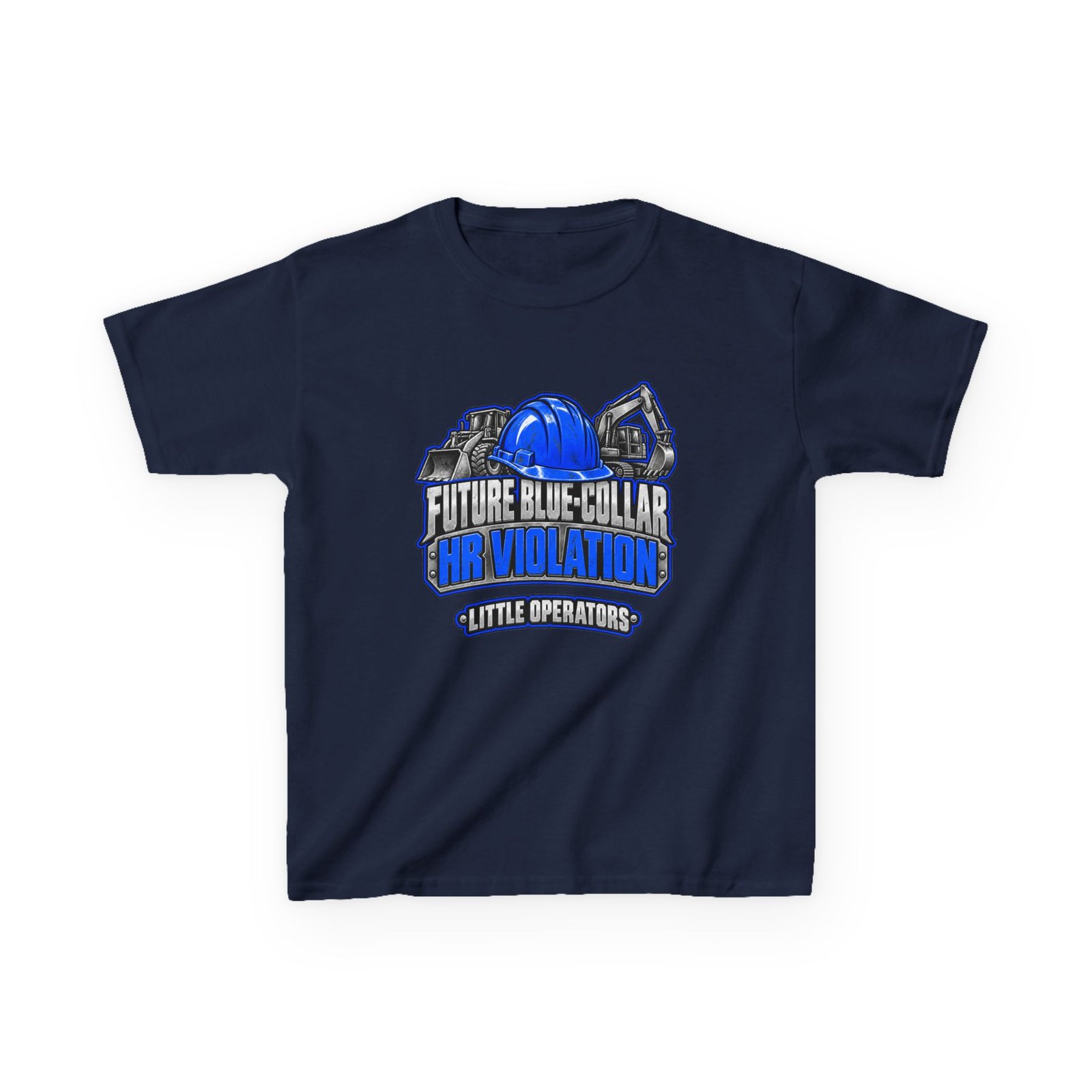 Future Blue-Collar HR Violation — Little Operators Blue Youth T-Shirt - Image 6