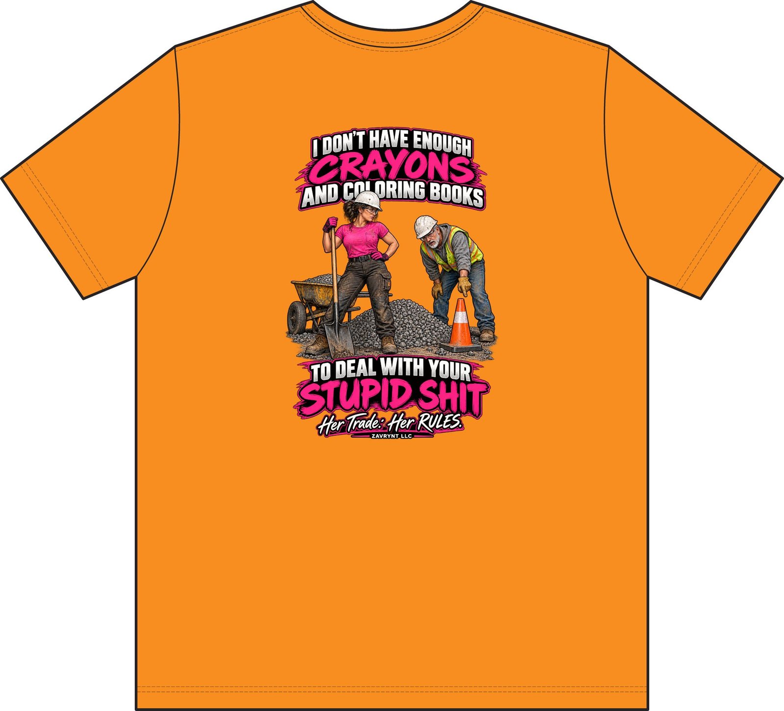 Her Trade. Her RULES. | Crayons and Coloring Books — Laborer Pocket T-Shirt - Image 2