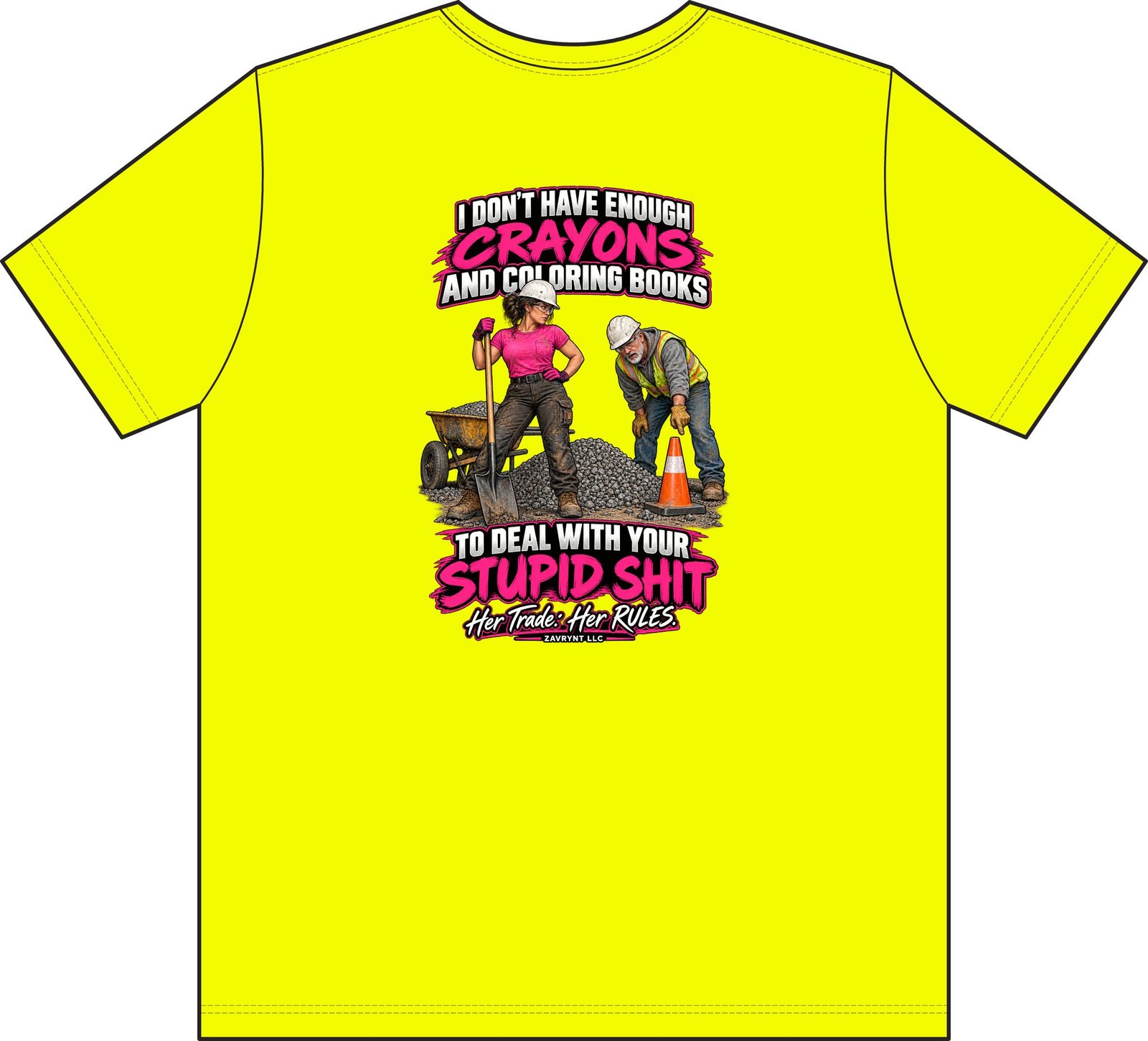 Her Trade. Her RULES. | Crayons and Coloring Books — Laborer Pocket T-Shirt - Image 3