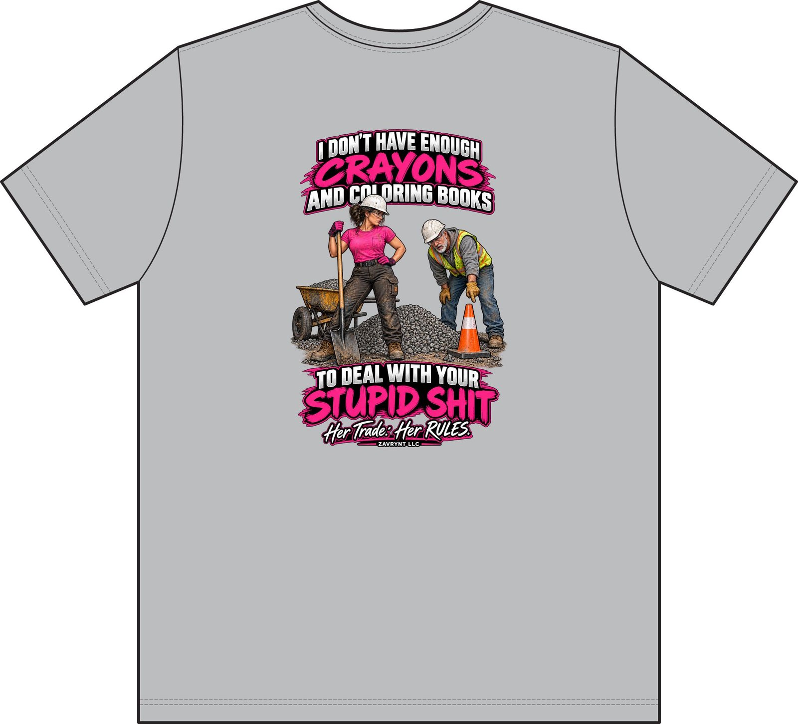 Her Trade. Her RULES. | Crayons and Coloring Books — Laborer Pocket T-Shirt - Image 4